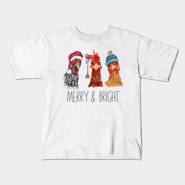 Cute Chickens Christmas Christmas Farm Animal Funny Holiday Kids T-Shirt by rivkazachariah